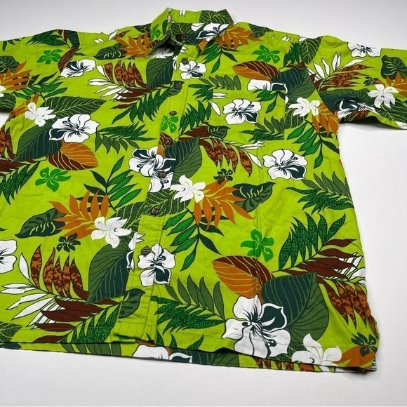 Vintage Aloha Shirt Hawaiian Button Green Beach Vacation Tropical Golf Fishing - Picture 2 of 12